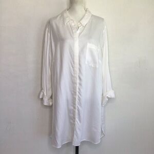 Classic White Collared Shirt Dress - Women